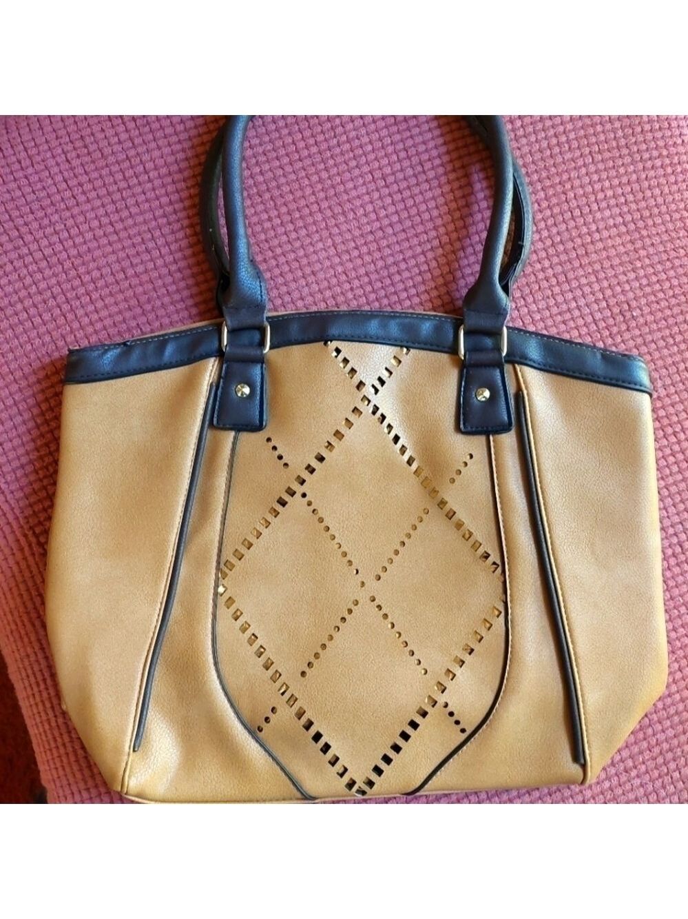 Vintage* Ecosse Tan & Brown Large Handbag/Purse